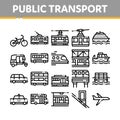 Collection Public Transport Vector Line Icons Set Royalty Free Stock Photo