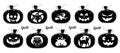 Collection of pumpkins for the holiday of Halloween, silhouette