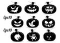 Collection of pumpkins for the holiday of Halloween, silhouette Royalty Free Stock Photo