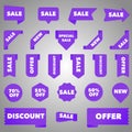 Collection of purple labels for sale Royalty Free Stock Photo