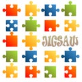 collection puzzle parts colored Royalty Free Stock Photo