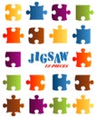 collection puzzle parts colored Royalty Free Stock Photo