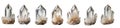 Collection of quartz crystals isolated on transparent background.