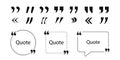 Collection of quote box frames and icons. Text in brackets. Blank template of quote remarks. Empty speech and quote bubbles of Royalty Free Stock Photo