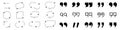 Collection of quote box frames and icons. Text in brackets. Blank template of quote remarks. Empty speech and quote bubbles of Royalty Free Stock Photo