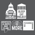 Collection of quote minimalistic typographical backgrounds about architecture.