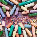 Collection of rainbow colored artistic pastel crayons Royalty Free Stock Photo