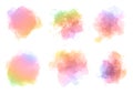 Collection of rainbow coloured watercolour splatters Royalty Free Stock Photo