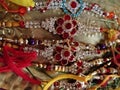 Collection of rakhi for the rakhi festival Royalty Free Stock Photo