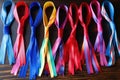 collection of rare disease awareness ribbons without human hands
