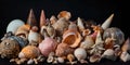 A collection of rare, vibrant seashells, showcasing the fascination for marine life and shell collecting, concept of