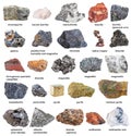 Collection from raw minerals and ores with names