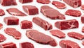 A collection of raw sliced meat