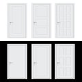 Collection of realistic door vector illustration. Pack of white door cartoon icon illustration.