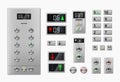 Collection realistic elevator buttons, control panel and display with numbers vector illustration