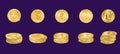 collection of realistic gold coins of different currencies, various money Royalty Free Stock Photo