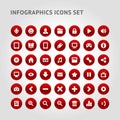 Collection realistic infographics icons red glossy circle frame template vector illustration Royalty Free Stock Photo