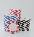 Collection realistic of isometric casino chips, stack of poker chips on white background, Concept Vegas Online Casino Banner Royalty Free Stock Photo