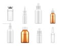 Collection of realistic medical plastic and glass bottle vector illustration dropper containers Royalty Free Stock Photo