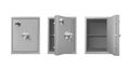 Collection realistic metal safe with open and closed door vector illustration bank vault storage Royalty Free Stock Photo