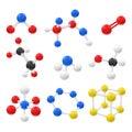 Collection realistic molecules and atoms different shape vector chemistry biology connection