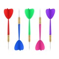 Collection realistic multicolored dart with needle vector illustration accuracy shooting to aim
