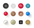 Collection realistic multicolored sewing buttons with holes vector clasp clothes accessories Royalty Free Stock Photo