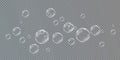 Collection of realistic soap bubbles. Bubbles are located on a transparent background. Vector flying soap bubble. Bubble Royalty Free Stock Photo