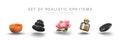 Collection of realistic spa objects for advertising creatives, compositions Royalty Free Stock Photo