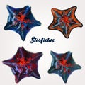 Collection of realistic starfishes for design