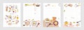 Collection of recipe card or sheet templates for making notes about meal preparation and cooking ingredients. Empty