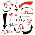 collection of red and black hand drawn arrows signs Royalty Free Stock Photo