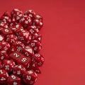 Collection of red dice on red background Royalty Free Stock Photo