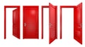 Collection of red doors isolated on white Royalty Free Stock Photo