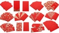 Collection of red envelopes isolated on white background Royalty Free Stock Photo