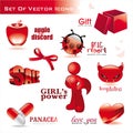 Collection of red glossy icons