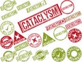 Collection of 22 red grunge rubber stamps with text Royalty Free Stock Photo