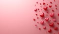 A Collection of Red Hearts Scattered Against a Pink Background Royalty Free Stock Photo