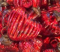 Collection of red Mercury glass heart ornaments