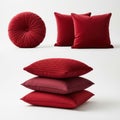 Collection of red pillows isolated on white background Royalty Free Stock Photo