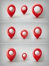 Collection of Red Pin Point Icons Set Designed for Map Location Pointers on a White Background for Use in Digital Royalty Free Stock Photo