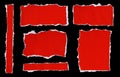 Collection of red ripped pieces of paper on black background Royalty Free Stock Photo