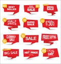 Collection of red sale stickers and tags Royalty Free Stock Photo