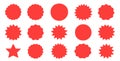 Collection of Red Starburst and Circle Shapes on White Background sale Royalty Free Stock Photo