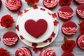 a collection of red velvet cupcakes placed in a circular array