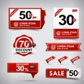 Collection of red and white web tag banner promotion sale discount style vector illustration 001 Royalty Free Stock Photo