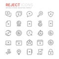 Collection of reject line icons