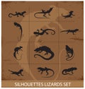 Collection reptiles and amphibians symbols set Royalty Free Stock Photo