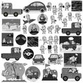 Collection of Retro Comic Army Man - Set of Concepts Vector illustrations