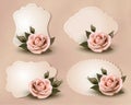 Collection of retro greeting cards with pink rose